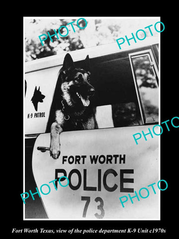 OLD LARGE HISTORIC PHOTO OF FORT WORTH TEXAS, THE POLICE K-9 DOG UNIT c1970s