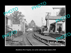 OLD LARGE HISTORIC PHOTO OF HAMBLETON WEST VIRGINIA, THE RAILROAD STATION c1920