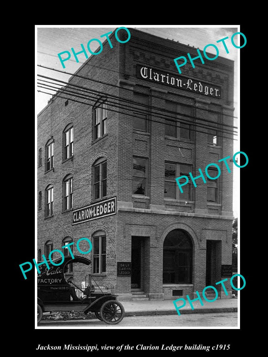 OLD LARGE HISTORIC PHOTO OF JACKSON MISSISSIPPI, CLARION LEDGER NEWSPAPER c1915