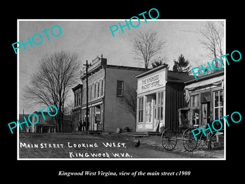 OLD LARGE HISTORIC PHOTO OF KINGSWOOD WEST VIRGINIA, VIEW OF MAIN STREET c1900