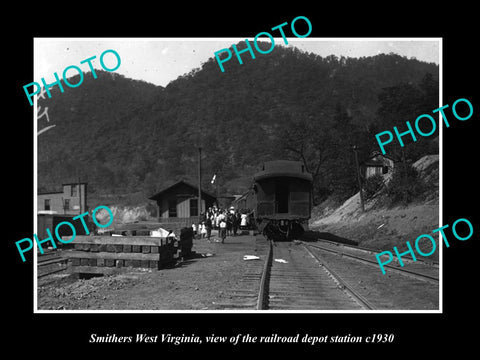 OLD LARGE HISTORIC PHOTO OF SMITHERS WEST VIRGINIA, THE RAILROAD DEPOT c1930