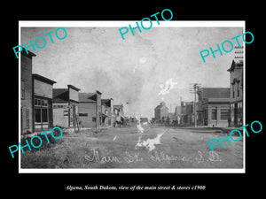 OLD LARGE HISTORIC PHOTO OF ALPENA SOUTH DAKOTA, THE MAIN St & STORES c1900