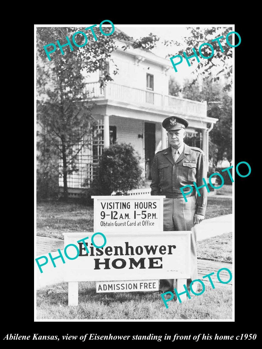 OLD LARGE HISTORIC PHOTO OF ABILENE KANSAS, PRESIDENT EISENHOWER & HIS HOME 1950