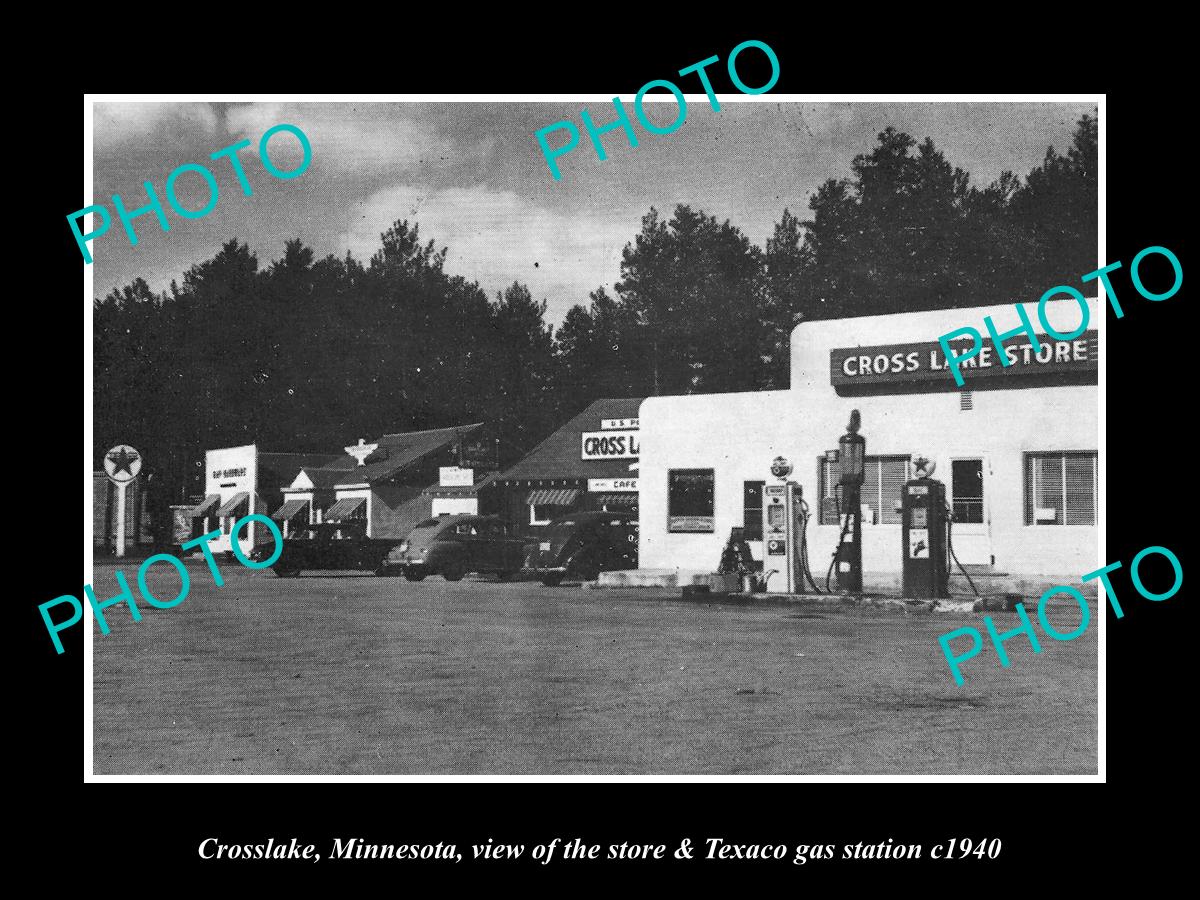 OLD LARGE HISTORIC PHOTO OF CROSSLAKE MINNESOTA, THE STORE & GAS STATION c1940