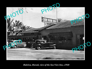 OLD LARGE HISTORIC PHOTO OF HALEIWA HAWAII, VIEW OF THE SEA VIEW INN c1940