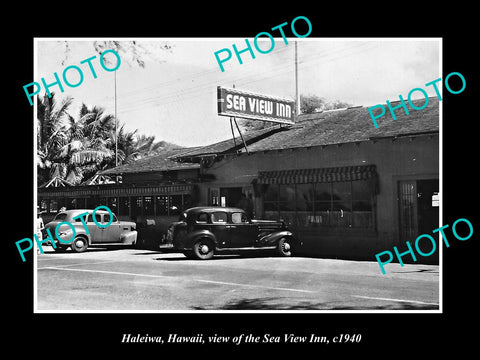 OLD LARGE HISTORIC PHOTO OF HALEIWA HAWAII, VIEW OF THE SEA VIEW INN c1940