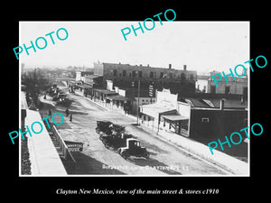 OLD LARGE HISTORIC PHOTO OF CLAYTON NEW MEXICO, THE MAIN STREET & STORES c1910