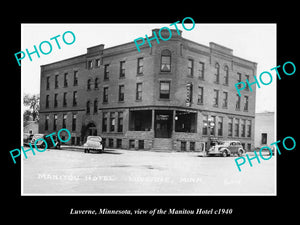 OLD LARGE HISTORIC PHOTO OF LUVERNE MINNESOTA, VIEW OF THE MANITOU HOTEL c1940