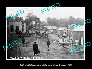 OLD LARGE HISTORIC PHOTO OF KEIFER OKLAHOMA, THE MAIN STREET & STORES c1906