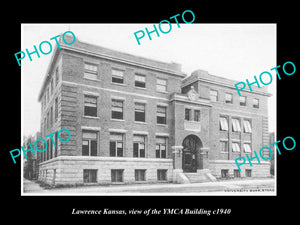 OLD LARGE HISTORIC PHOTO OF LAWRENCE KANSAS, VIEW OF THE YMCA BUILDING c1940