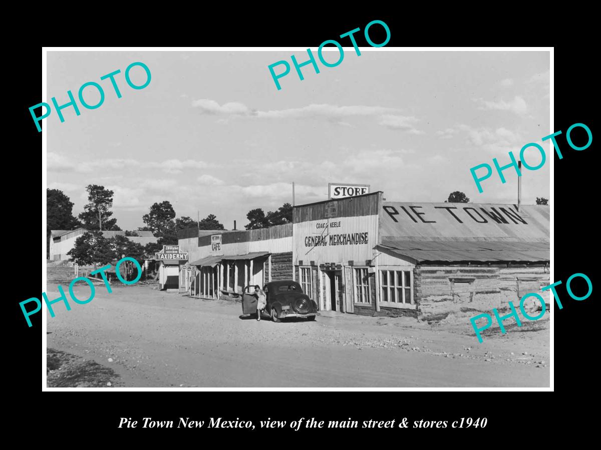 OLD LARGE HISTORIC PHOTO OF PIE TOWN NEW MEXICO, THE MAIN STREET & STORES c1940