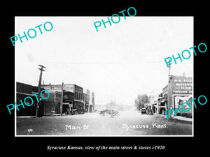 OLD LARGE HISTORIC PHOTO OF SYRACUSE KANSAS, THE MAIN STREET & STORES c1920