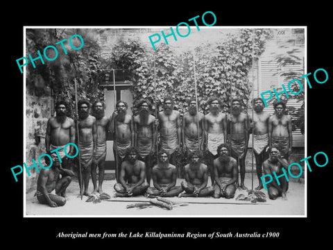 OLD HISTORIC PHOTO OF ABORIGINAL MEN FROM LAKE KILLALPANINNA, Sth AUST c1900