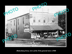 OLD LARGE HISTORIC PHOTO OF BLAKESBURG IOWA, THE FRITZ GENERAL STORE c1900