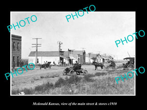 OLD LARGE HISTORIC PHOTO OF MCDONALD KANSAS, THE MAIN STREET & STORES c1910