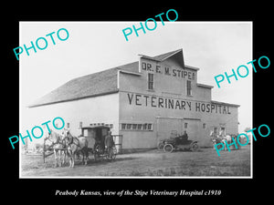 OLD LARGE HISTORIC PHOTO OF PEABODY KANSAS, THE STIPE VETERINARY HOSPITAL c1910