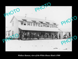 OLD LARGE HISTORIC PHOTO OF WALLACE KANSAS, VIEW OF THE WHITE HOUSE HOTEL c1900