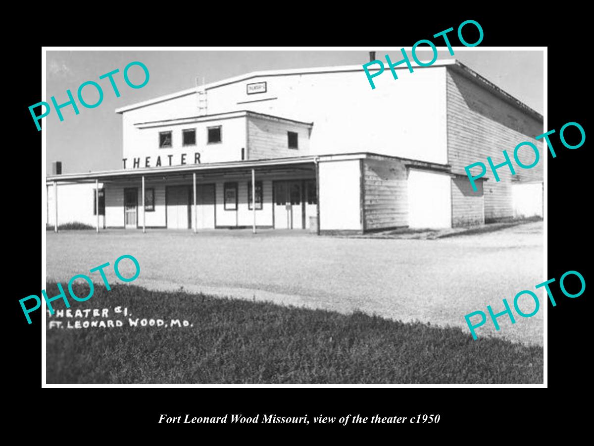 OLD LARGE HISTORIC PHOTO OF FORT LEONARD WOOD MISSOURI, THE THEATER c1950