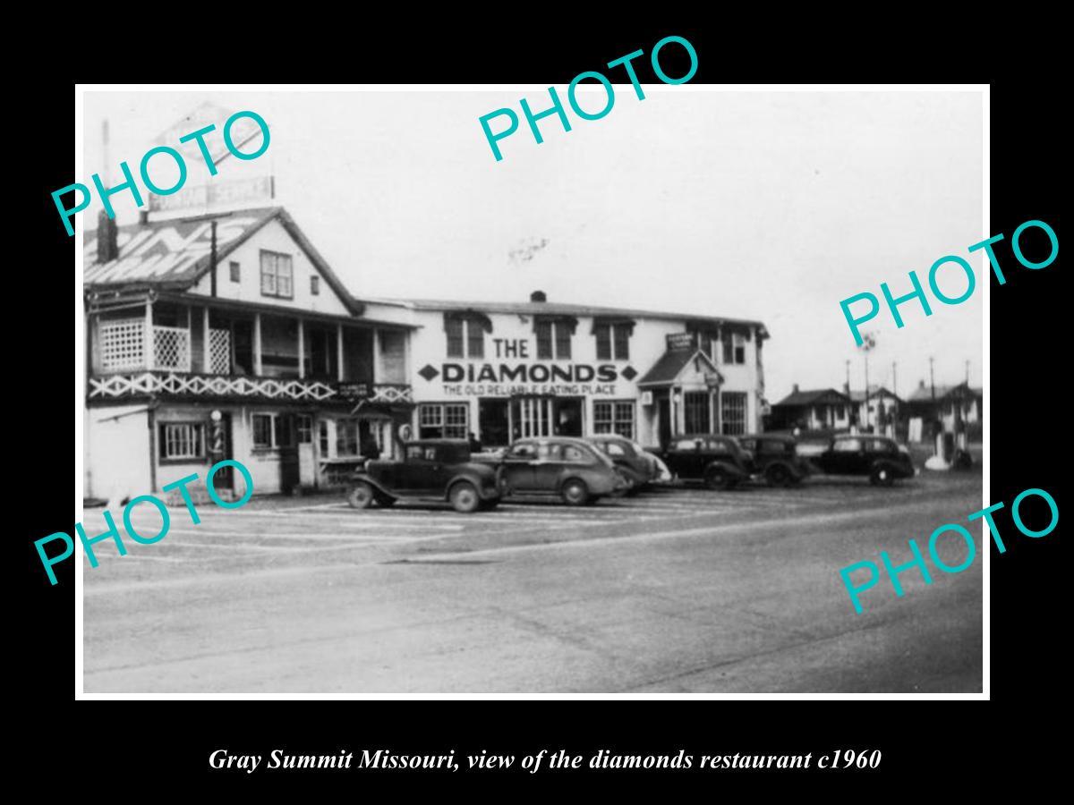 OLD LARGE HISTORIC PHOTO OF GRAY SUMMIT MISSOURI, THE DIAMONDS RESTAURANT c1960