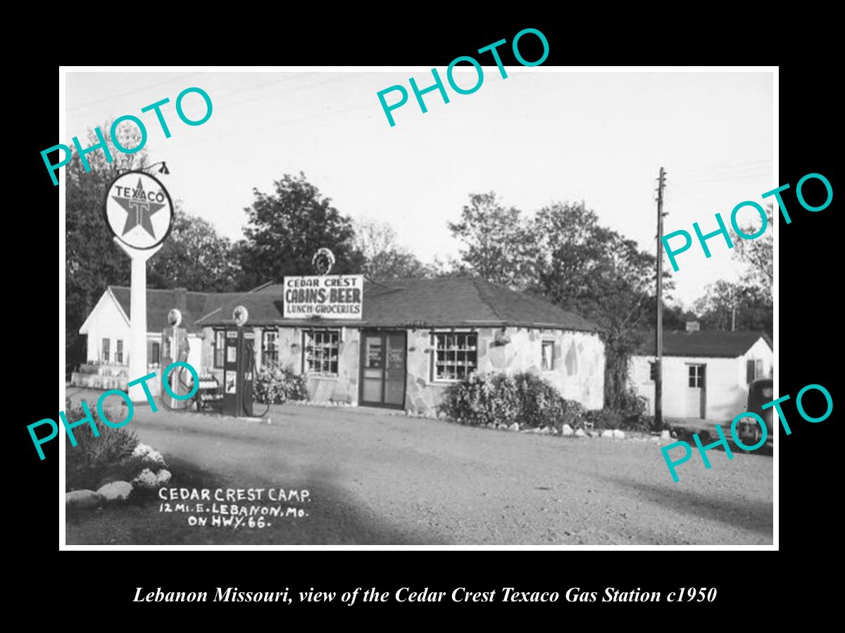 OLD LARGE HISTORIC PHOTO OF LEBANON MISSOURI, THE TEXACO SERVICE STATION c1950