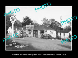 OLD LARGE HISTORIC PHOTO OF LEBANON MISSOURI, THE TEXACO SERVICE STATION c1950