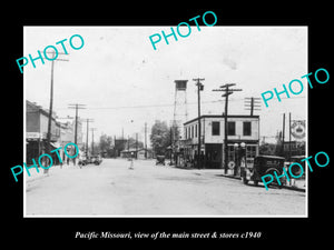 OLD LARGE HISTORIC PHOTO OF PACIFIC MISSOURI, THE MAIN STREET & STORES c1940