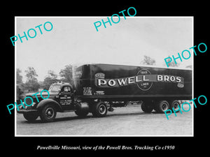 OLD LARGE HISTORIC PHOTO OF POWELLVILLE MISSOURI, POWELL Bros TRUCK Co c1950