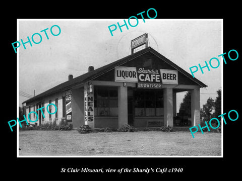 OLD LARGE HISTORIC PHOTO OF St CLAIR MISSOURI, VIEW OF THE SHARDY CAFE c1940