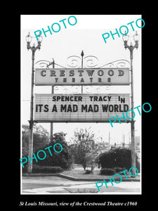 OLD LARGE HISTORIC PHOTO OF St LOUIS MISSOURI, THE CRESTWOOD THEATER c1960