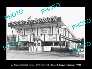 OLD LARGE HISTORIC PHOTO OF St LOUIS MISSOURI, THE CRESTWOOD CHUCK A BURGER 1960