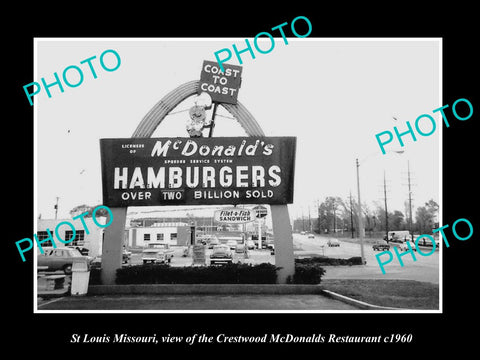 OLD HISTORIC PHOTO OF St LOUIS MISSOURI, CRESTWOOD McDONALD RESTAURANT c1960 2