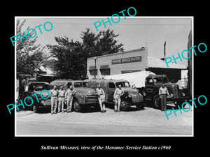 OLD LARGE HISTORIC PHOTO OF SULLIVAN MISSOURI, THE MERAMEC SERVICE STATION c1960