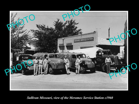 OLD LARGE HISTORIC PHOTO OF SULLIVAN MISSOURI, THE MERAMEC SERVICE STATION c1960