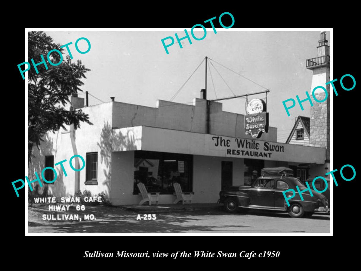 OLD LARGE HISTORIC PHOTO OF SULLIVAN MISSOURI, THE WHITE SWAN CAFE c1950