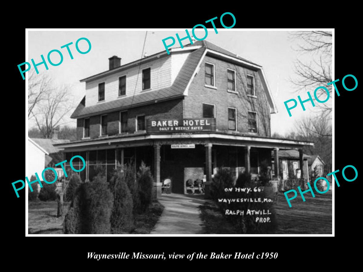 OLD LARGE HISTORIC PHOTO OF SULLIVAN MISSOURI, VIEW OF THE BAKER HOTEL c1950