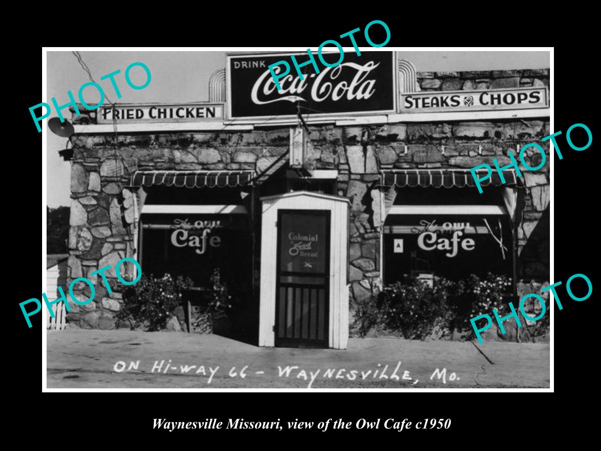 OLD LARGE HISTORIC PHOTO OF WAYNESVILLE MISSOURI, VIEW OF THE OWL CAFE c1950