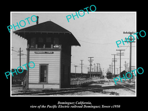 OLD LARGE HISTORIC PHOTO OF DOMINGUEZ CALIFORNIA, PACIFIC ELECTRIC TOWER c1950