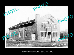 OLD LARGE HISTORIC PHOTO OF HADDAM KANSAS, VIEW OF THE OPERA HOUSE c1915