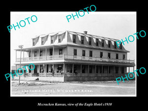 OLD LARGE HISTORIC PHOTO OF MCCRACKEN KANSAS, VIEW OF THE EAGLE HOTEL c1910