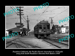 OLD HISTORIC PHOTO OF PASADENA CALIFORNIA, PACIFIC ELECTRIC ONEONTA STATION 1950