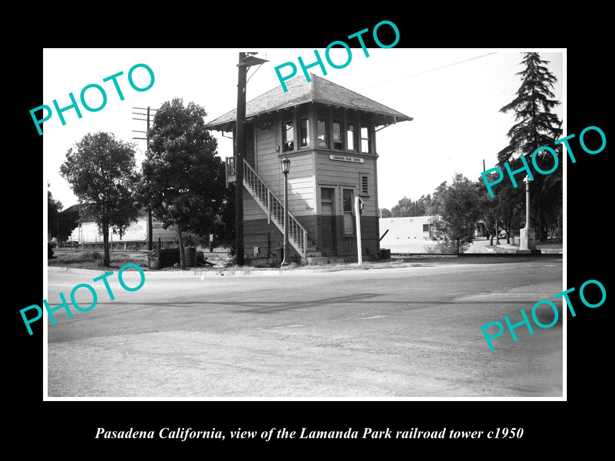 OLD HISTORIC PHOTO OF PASADENA CALIFORNIA PACIFIC ELECTRIC LAMANDA STATION 1950