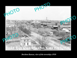 OLD LARGE HISTORIC PHOTO OF STOCKTON KANSAS, VIEW OF THE TOWNSHIP c1910