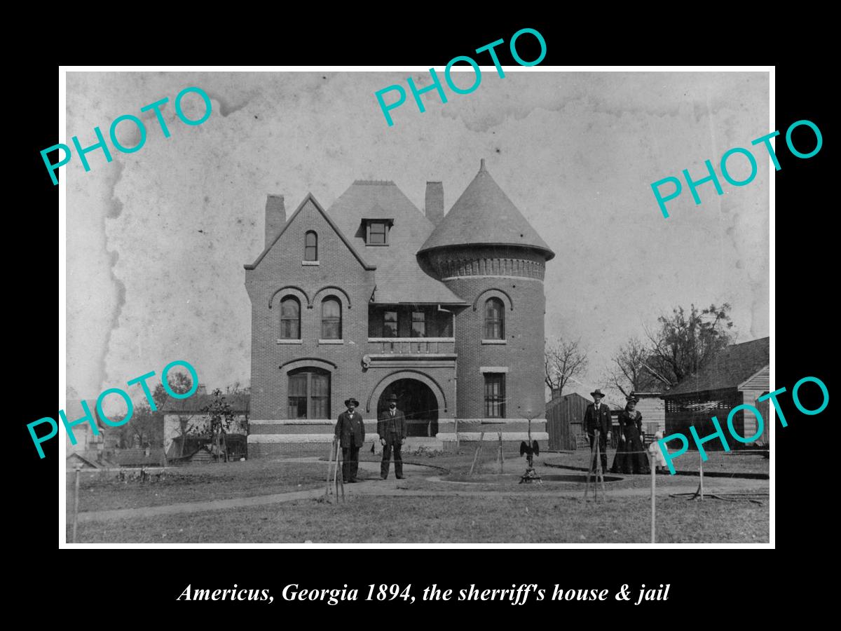 OLD LARGE HISTORIC PHOTO AMERICUS GEORGIA, THE SHERRIFS HOUSE & JAIL c1894