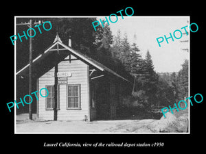 OLD LARGE HISTORIC PHOTO OF LAUREL CALIFORNIA, THE RAILROAD DEPOT STATION c1950