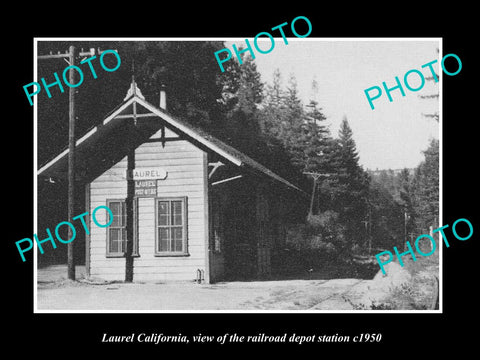 OLD LARGE HISTORIC PHOTO OF LAUREL CALIFORNIA, THE RAILROAD DEPOT STATION c1950