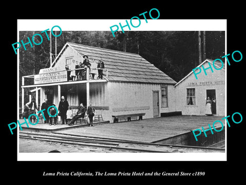 OLD LARGE HISTORIC PHOTO OF LOMA PRIETA CALIFORNIA, THE STORE & HOTEL c1890