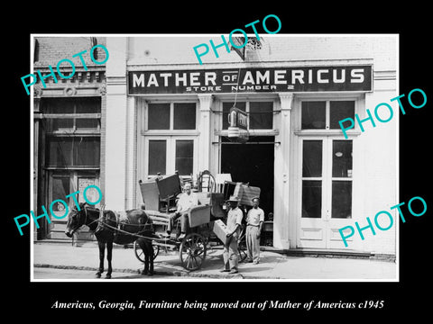 OLD LARGE HISTORIC PHOTO AMERICUS GEORGIA, THE MATHERS FURNITURE STORE c1945