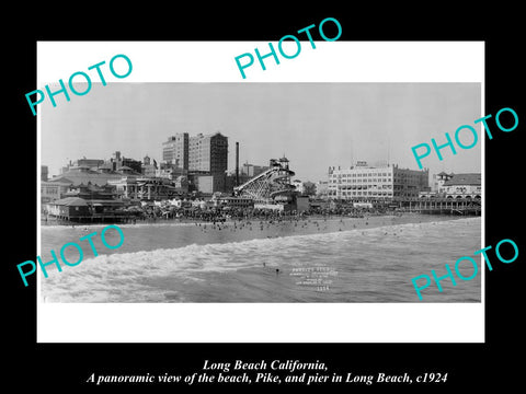 OLD LARGE HISTORIC PHOTO OF LONG BEACH CALIFORNIA, BEACH & AMUSEMENT PARK c1924