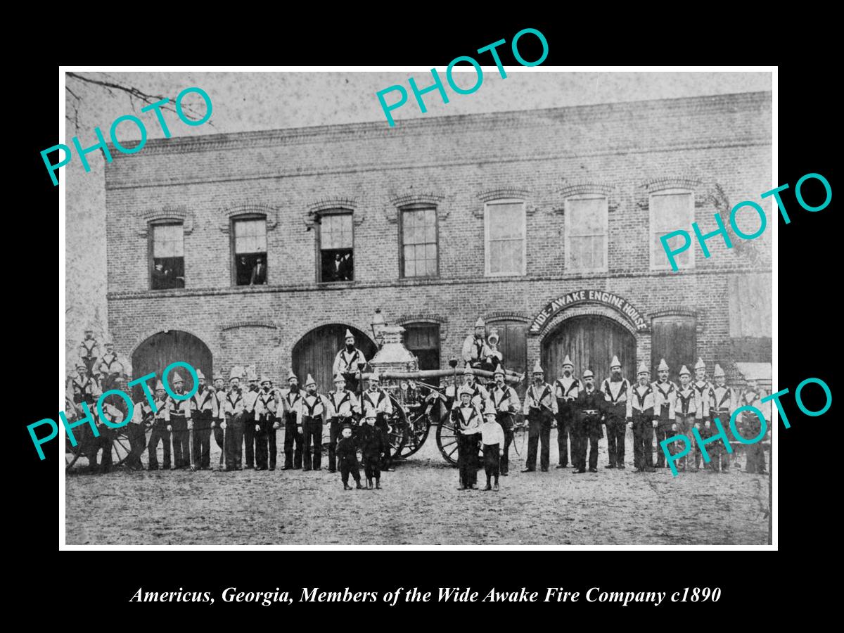 OLD LARGE HISTORIC PHOTO AMERICUS GEORGIA, THE WIDE AWAKE FIRE COMPANY CREW 1890