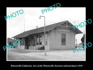 OLD LARGE HISTORIC PHOTO OF WATSONVILLE CALIFORNIA, JUNCTION RAILROAD DEPOT 1930